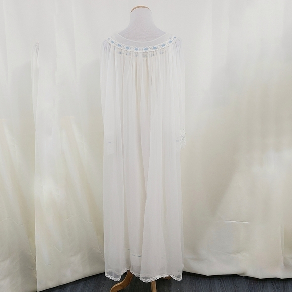 Vintage 60s Peignoir nightgown set ivory blue - Picture 4 of 16